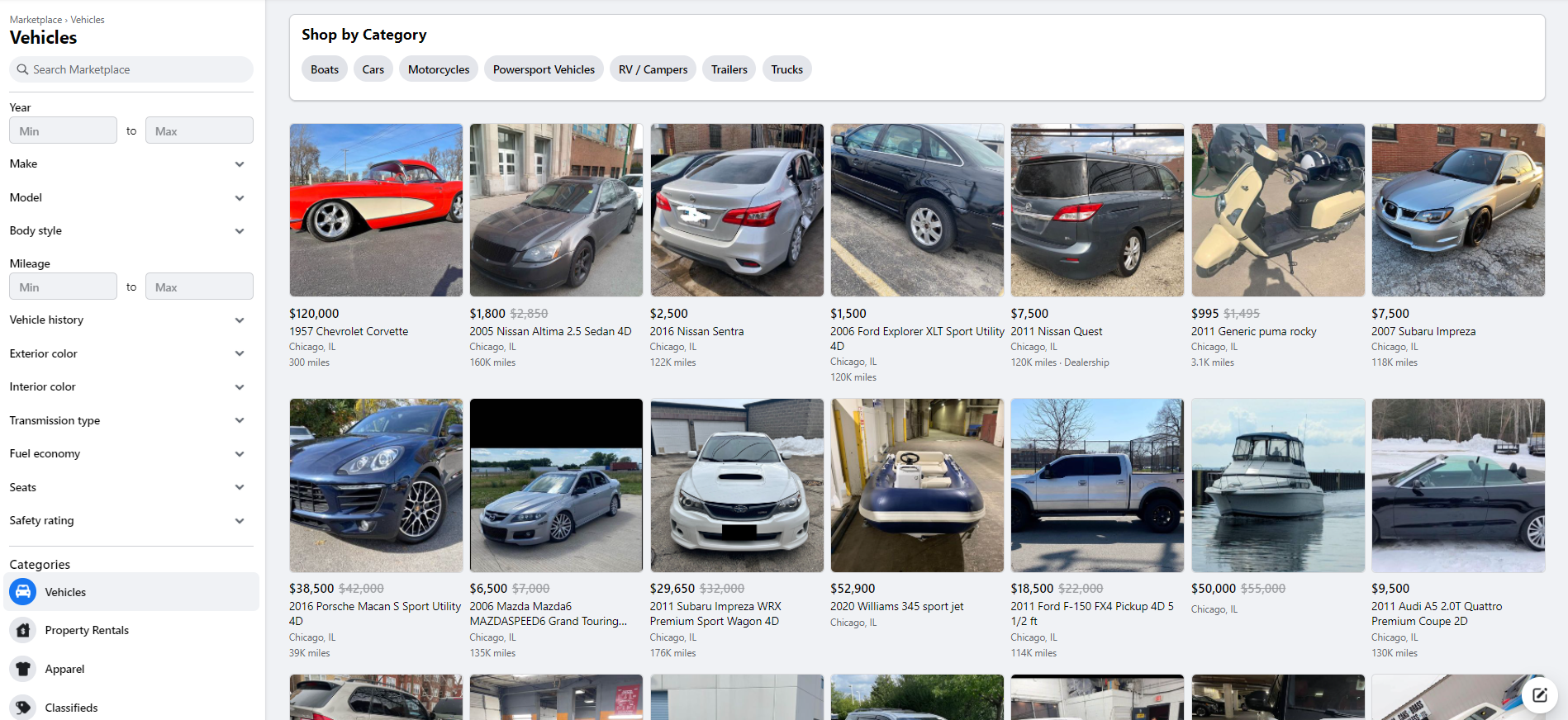 vehicles Facebook marketplace 