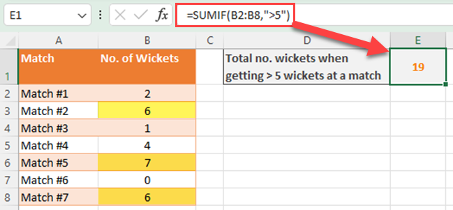 Excel SUMIF Basic usage