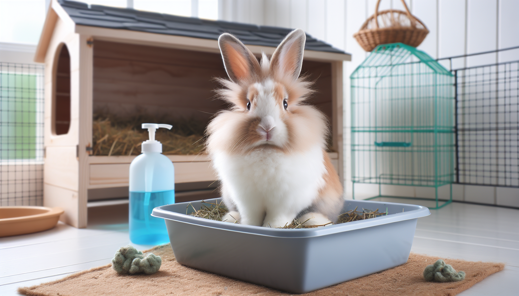 Illustration of a rabbit using a litter box