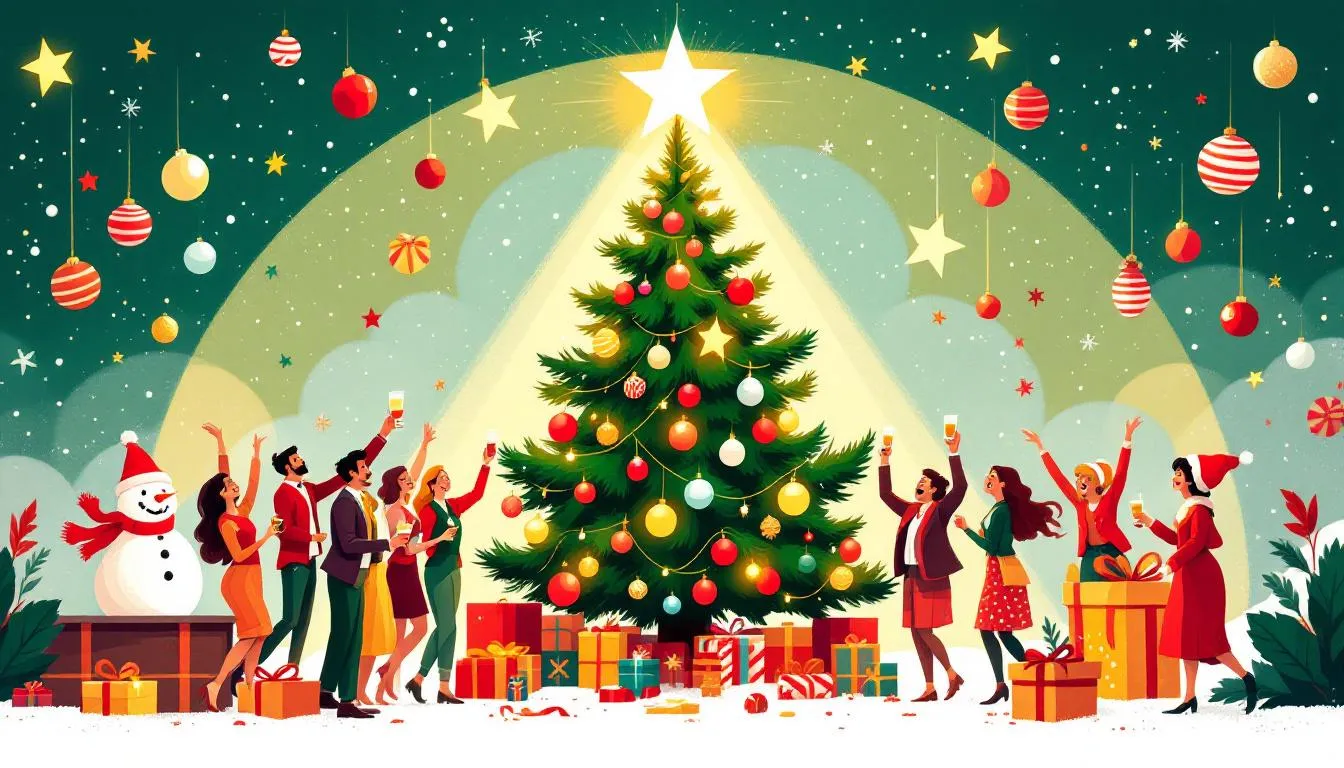 A Christmas tree lighting ceremony celebrating the holiday spirit.