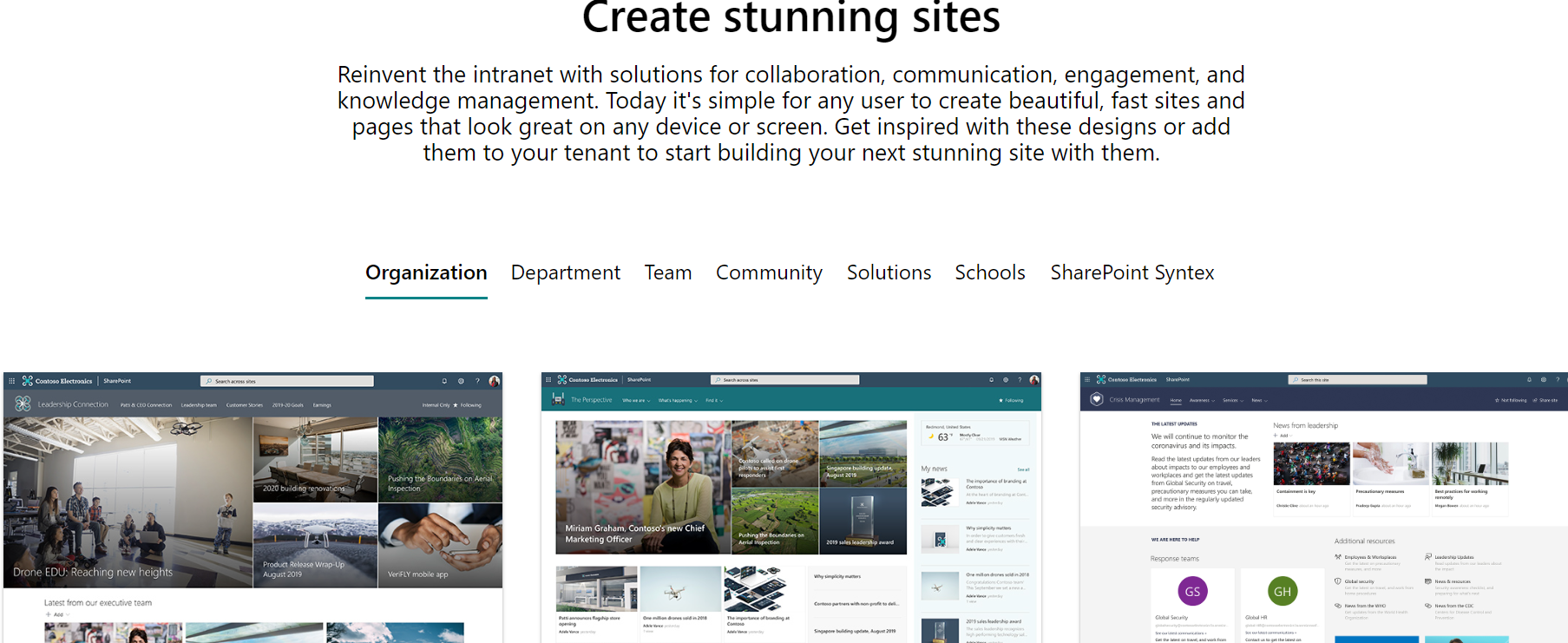 Create a stunning site with sharepoint templates on the next page