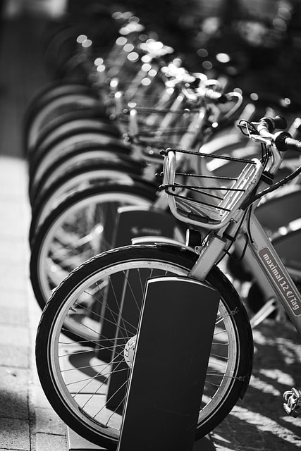 A collection of electric bikes.
