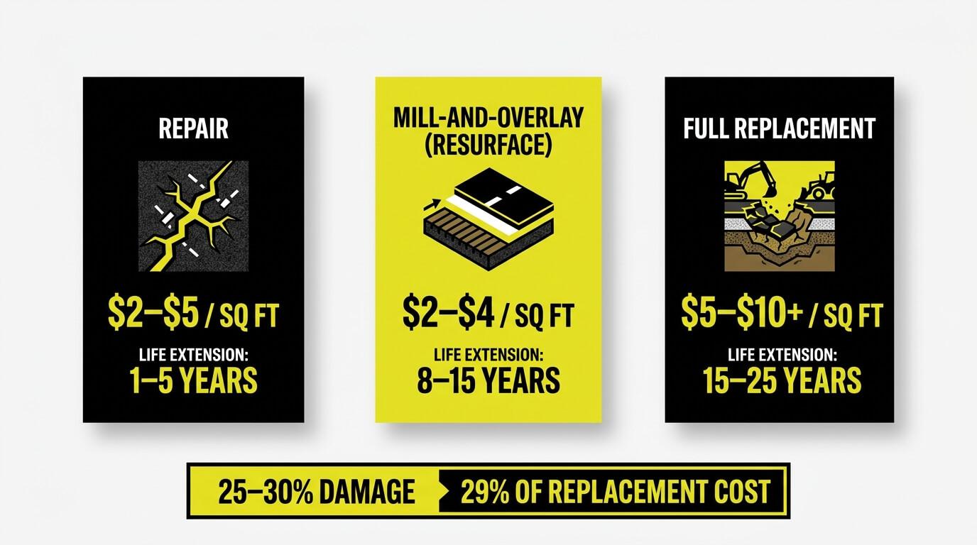 Should You Repair, Resurface, or Fully Replace Your Pavement?