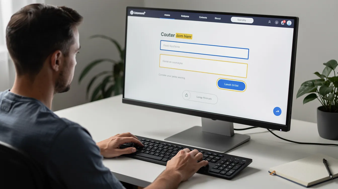 Someone navigating a website by keyboard, with a visible focus indicator highlighting the active element