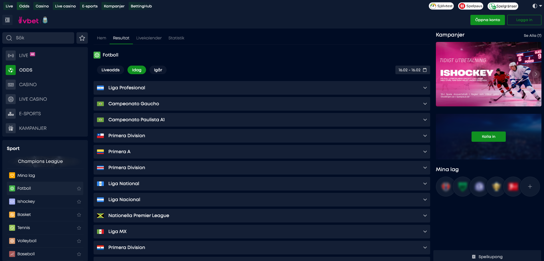 Vbet resultat och statistik