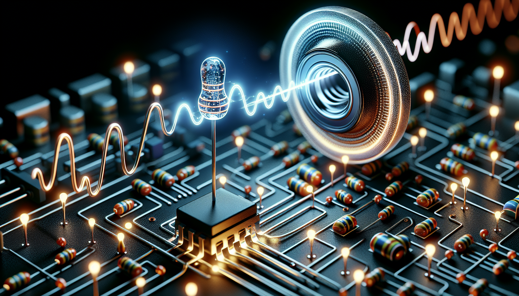 Illustration of resistors controlling brightness and volume