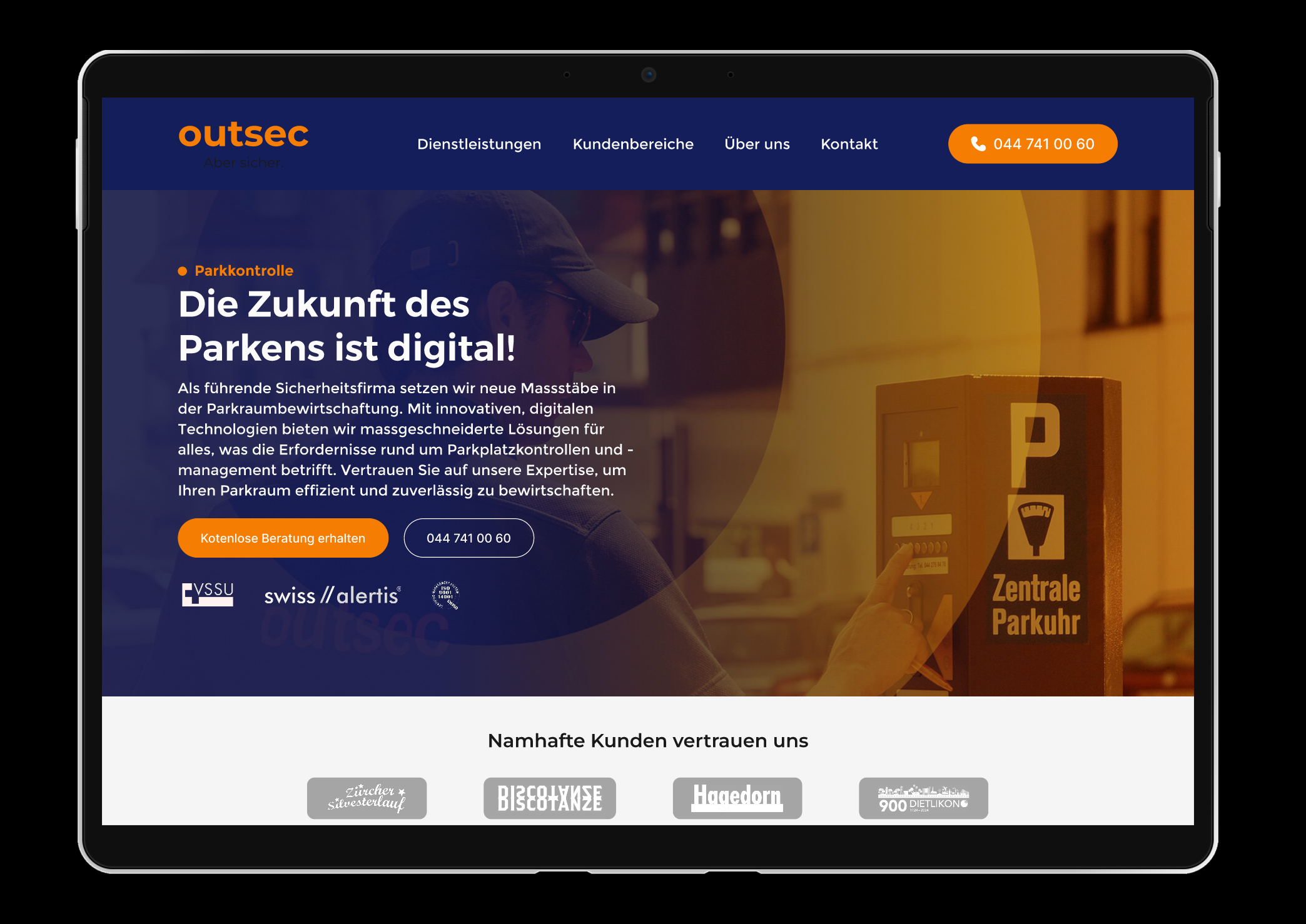 Prototyp einer Website auf einem iPad