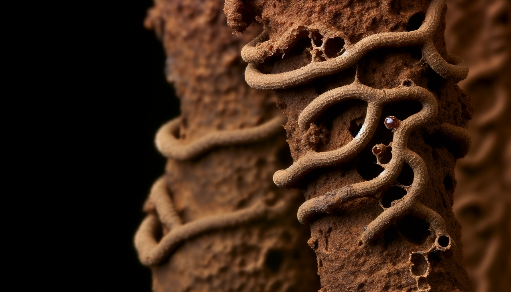 Photo of mud tubes created by termites