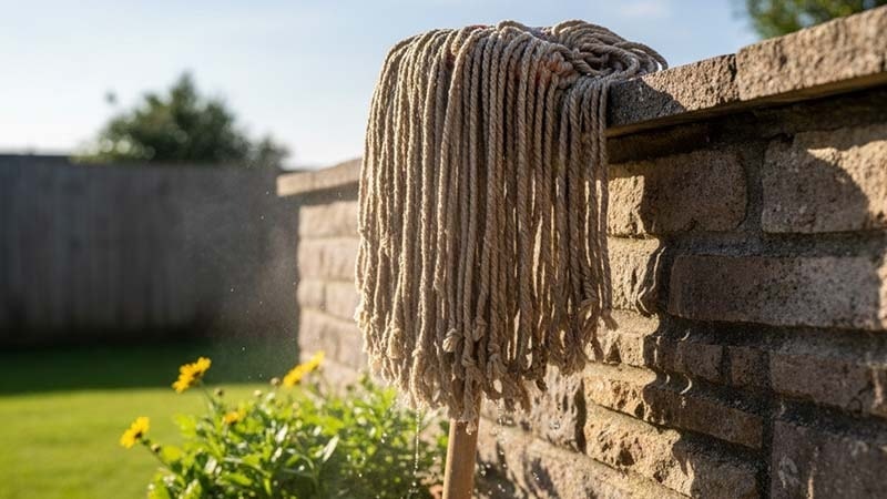 Sun drying cotton mop