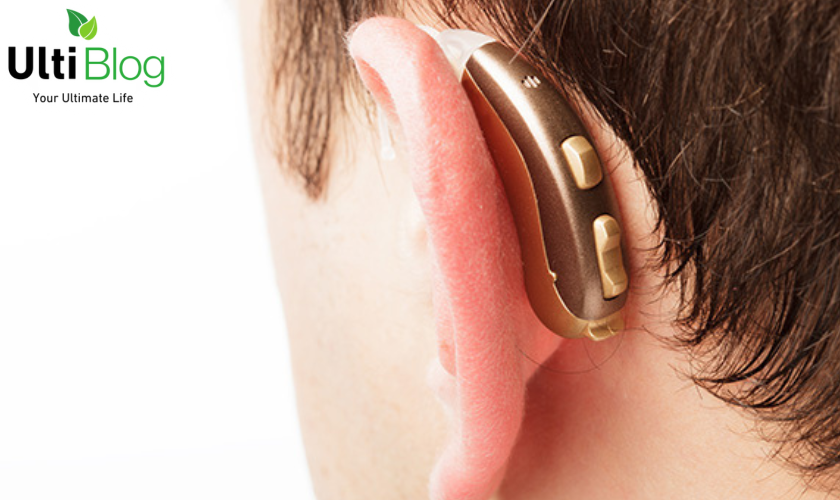 Behind-the-ear hearing aid in a post about The Latest Treatment For Hearing Loss