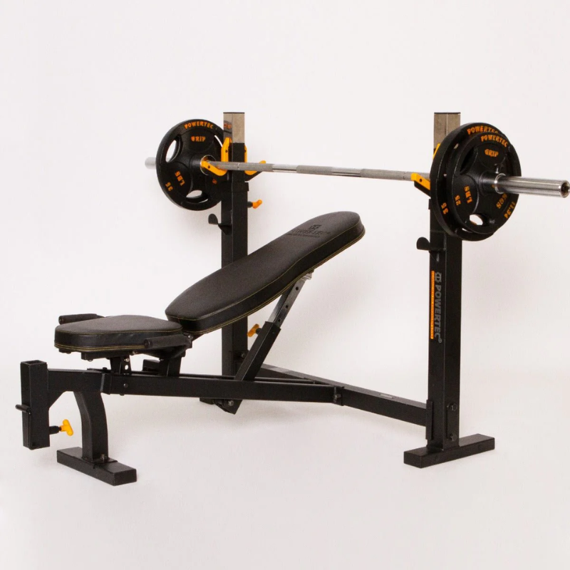 Close-up image of the Powertec Workbench® Olympic Bench.