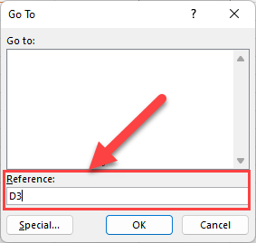 Use Excel Go To dialog box