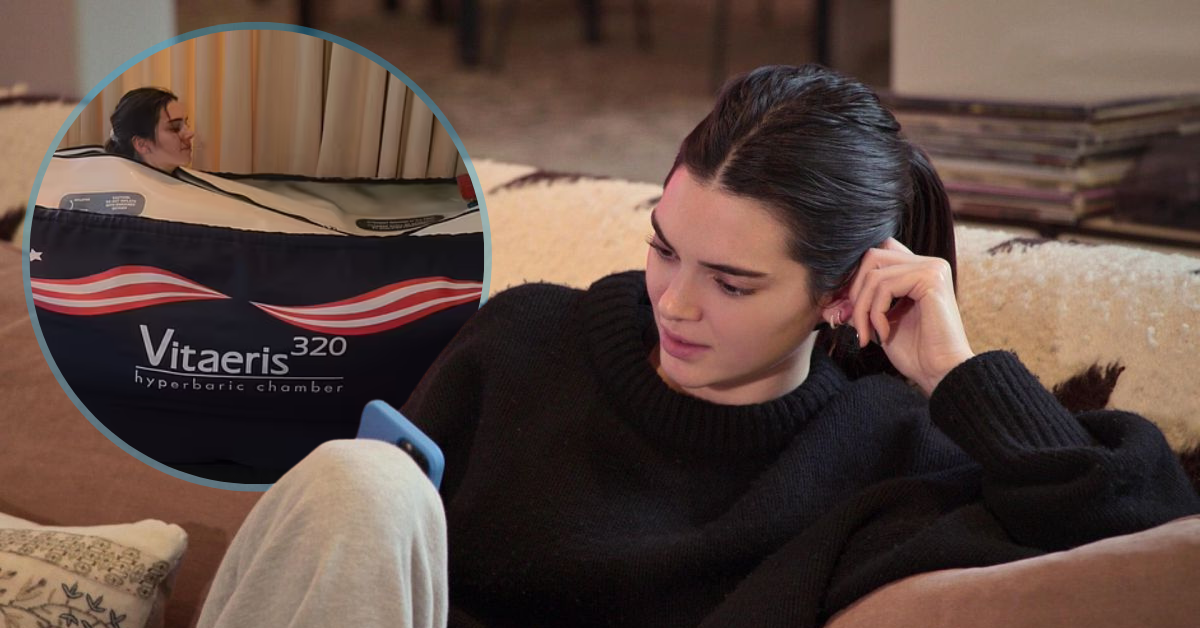 Kendall Jenner using the Vitaeris 320 Hyperbaric Chamber from OxyHealth.