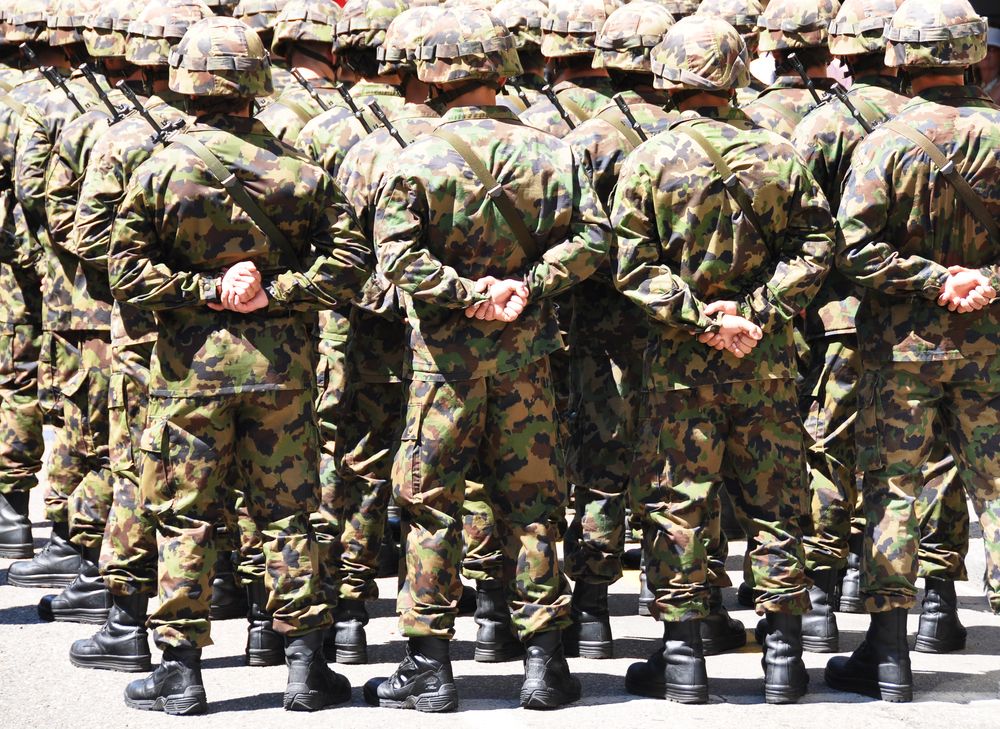 Swiss army in standing formation.