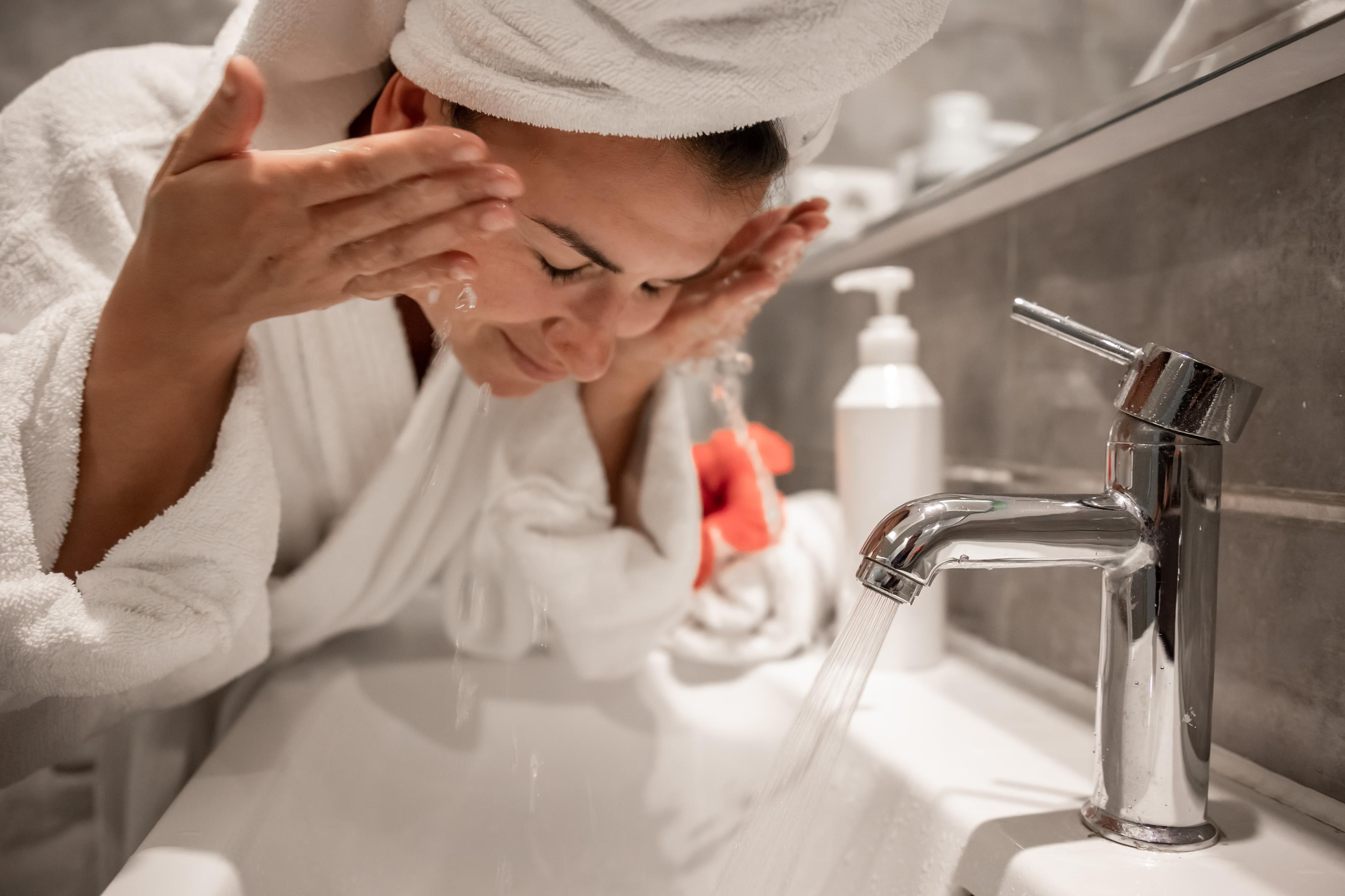 wash face with cleanser