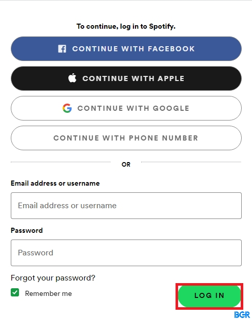 Sign-in page