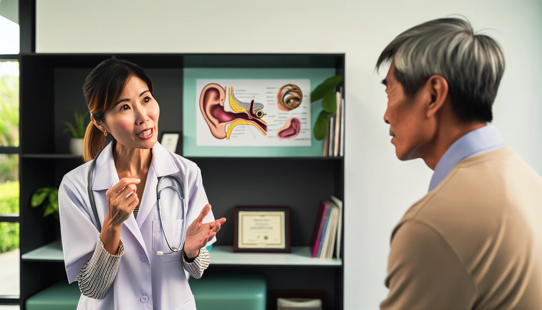 Doctor discussing tinnitus and underlying health conditions with patient