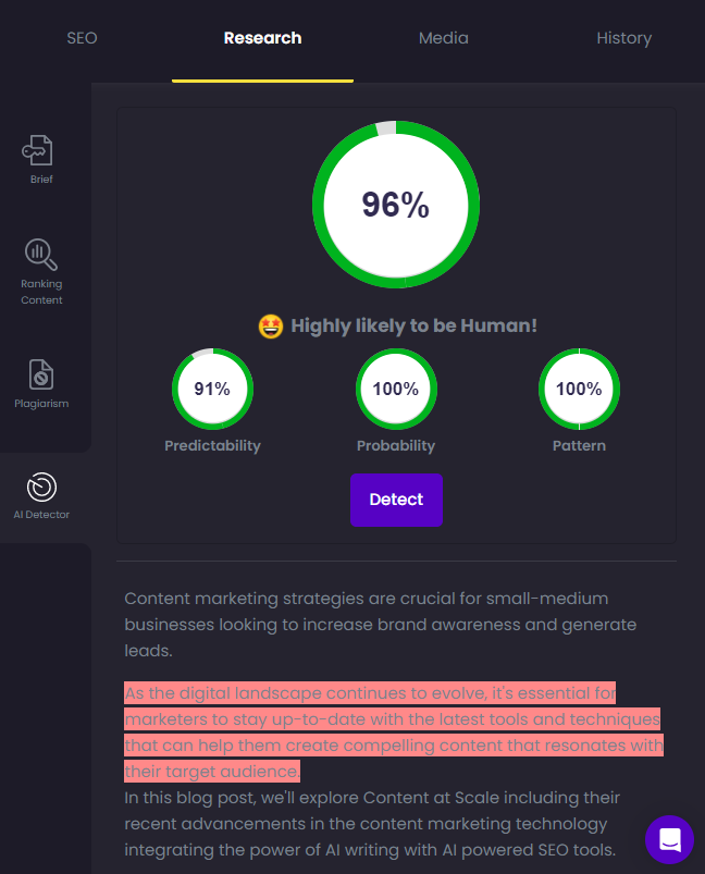 Content At Scale AI detector