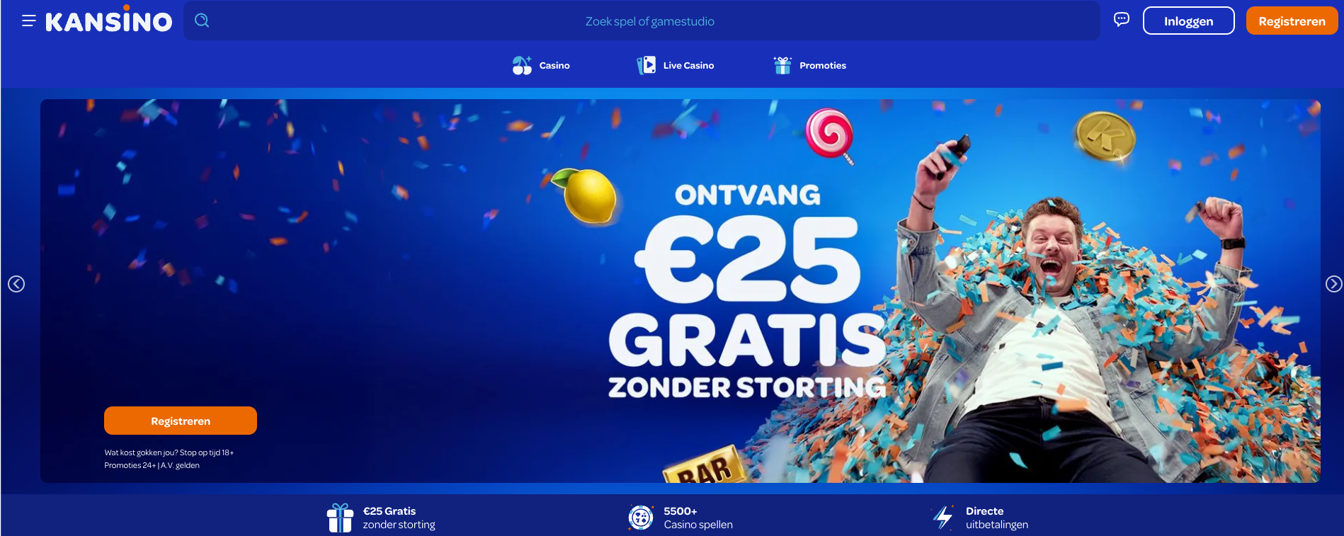 Casino welkomstbonus zonder storting – speler ontvangt €25 gratis bonus zonder storting bij legaal Nederlands casino, voorbeeld van no deposit bonus met gratis bonusgeld en voorwaarden voor bonus claimen.