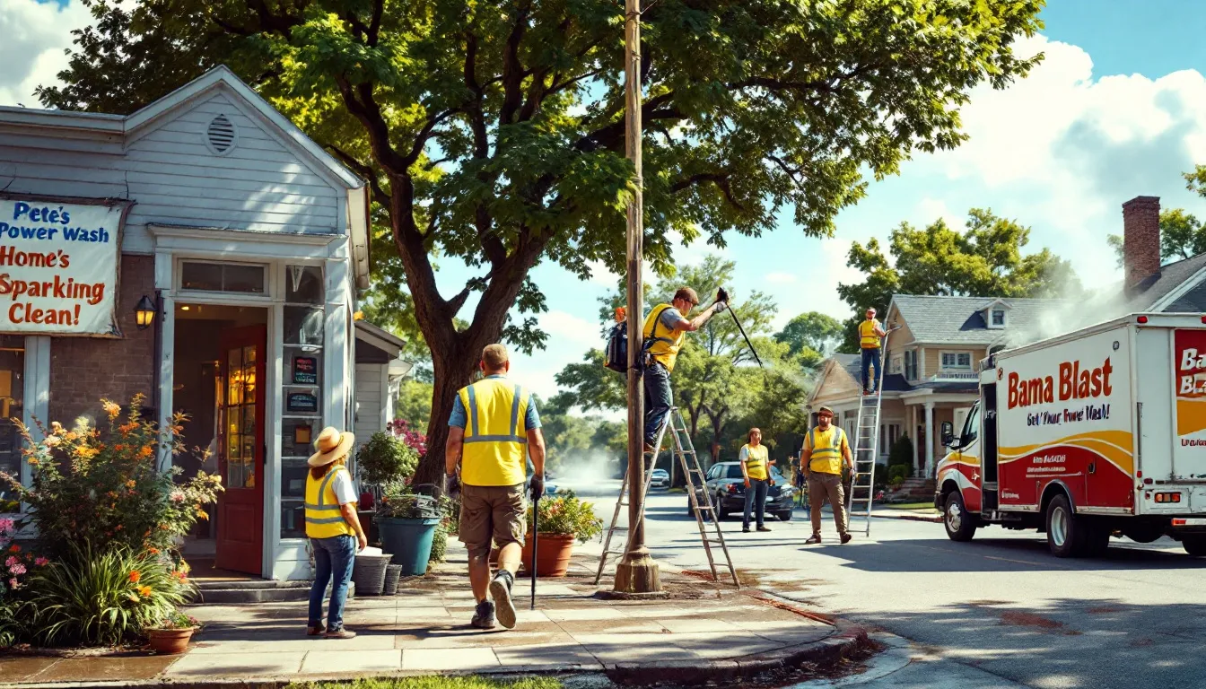 A visual representation of the Alabama pressure washing market, showcasing various pressure washing services.