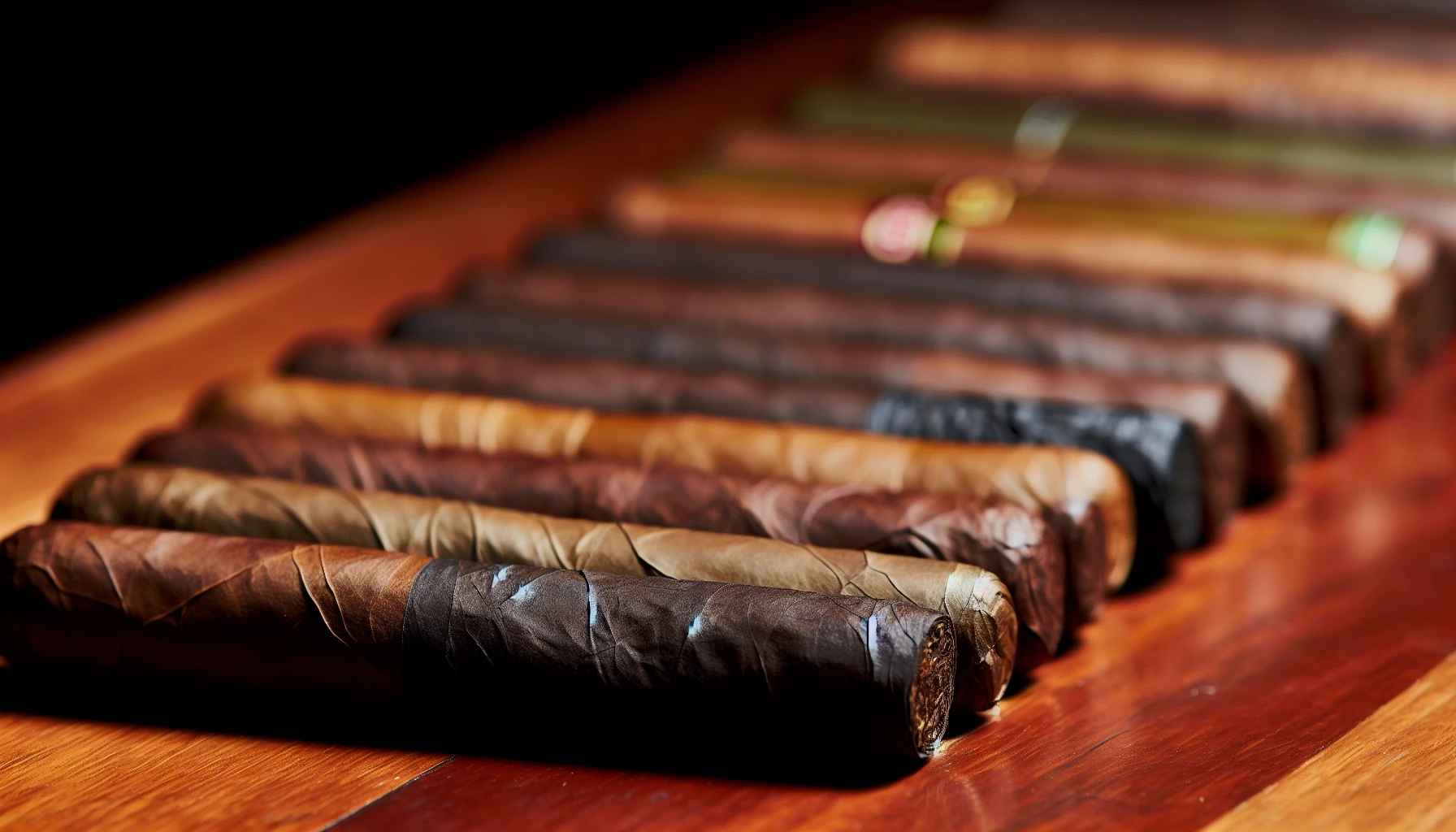 A selection of Maduro cigar wrappers in various shades and textures, illustrating the importance of Maduro wrappers and their impact on flavor