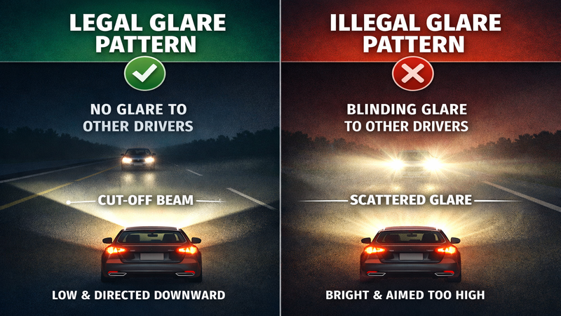 legal vs illegal high and low beams patterns