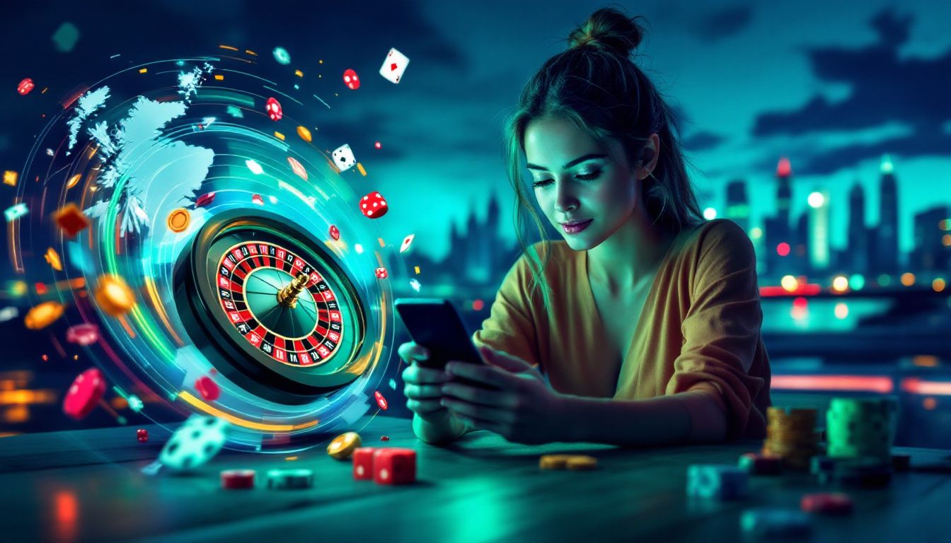 A person using a mobile app for online gambling.