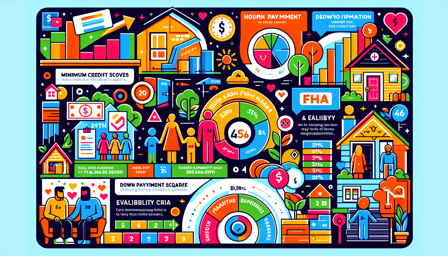 A visual representation of FHA loan requirements, including credit score and down payment.