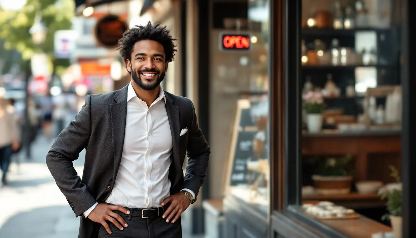 A confident small business owner smiles as they celebrate the approval of a working capital loan, despite their bad credit history. This moment symbolizes hope and opportunity for small businesses seeking business funding to improve cash flow and overcome financial challenges.