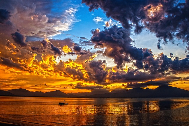 sea, sunset, boat
