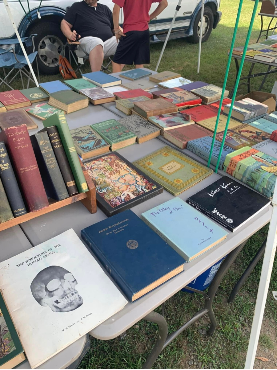 Assortment of antique and vintage books at The Elephant's Trunk Flea Market