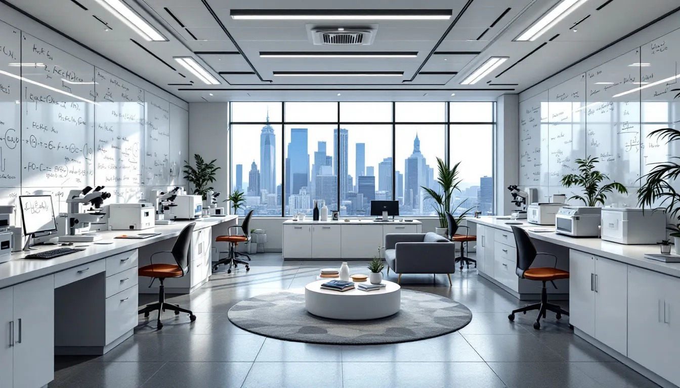 A vibrant image of a modern laboratory startup showcasing various lab equipment and scientists engaged in laboratory testing. The scene highlights the dynamic environment of a clinical lab, emphasizing the importance of regulatory compliance and operational efficiency in the pursuit of business objectives and research projects.