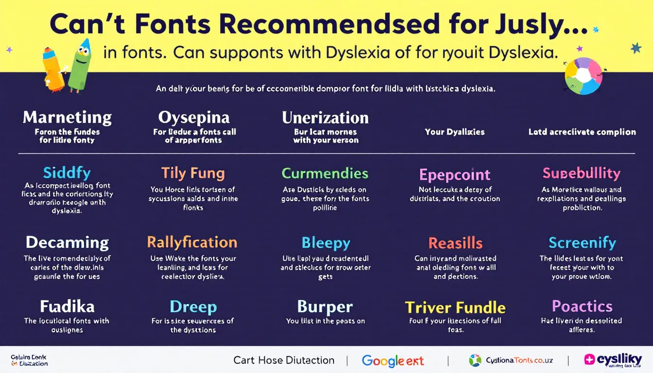 Une comparaison visuelle de différentes polices de caractères recommandées pour les personnes dyslexiques.