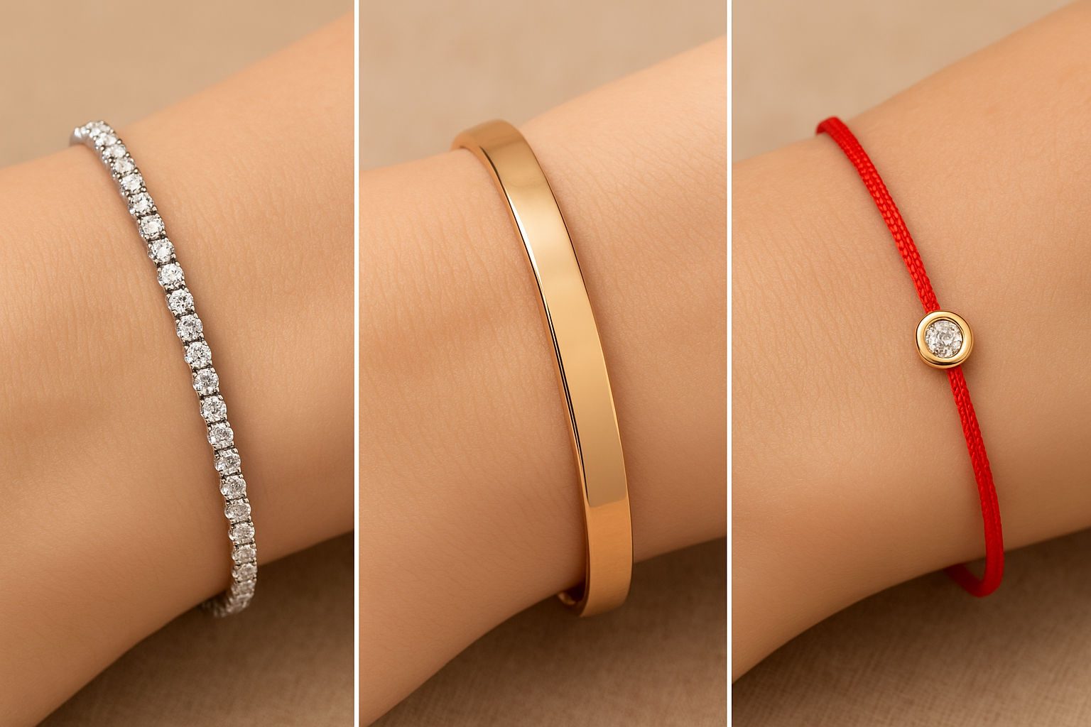 Auksinės apyrankės - balto, raudono aukso