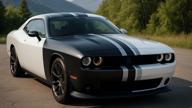 Partially wrapped Doge on a countryside.