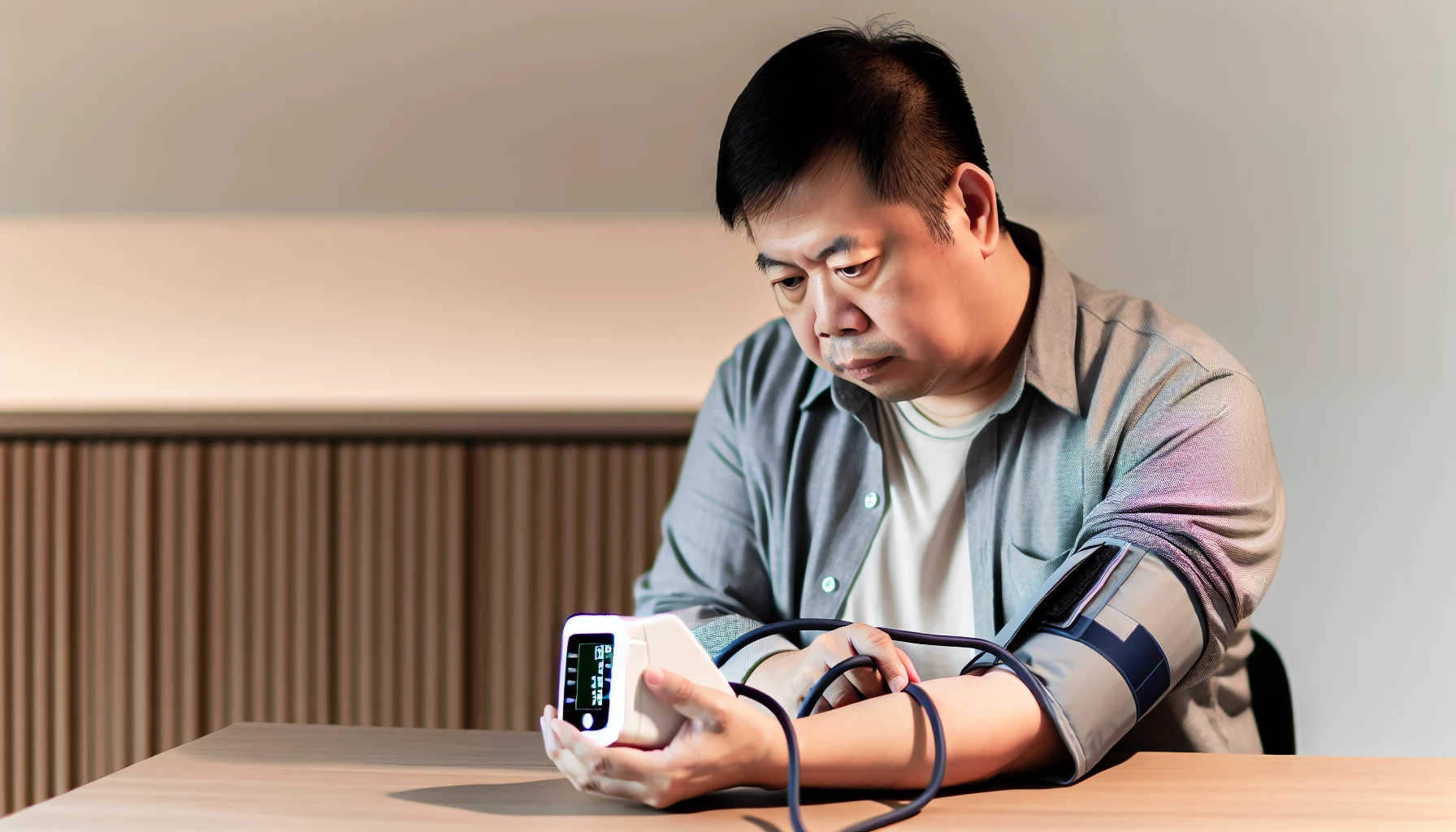 Man checking blood pressure for heart health