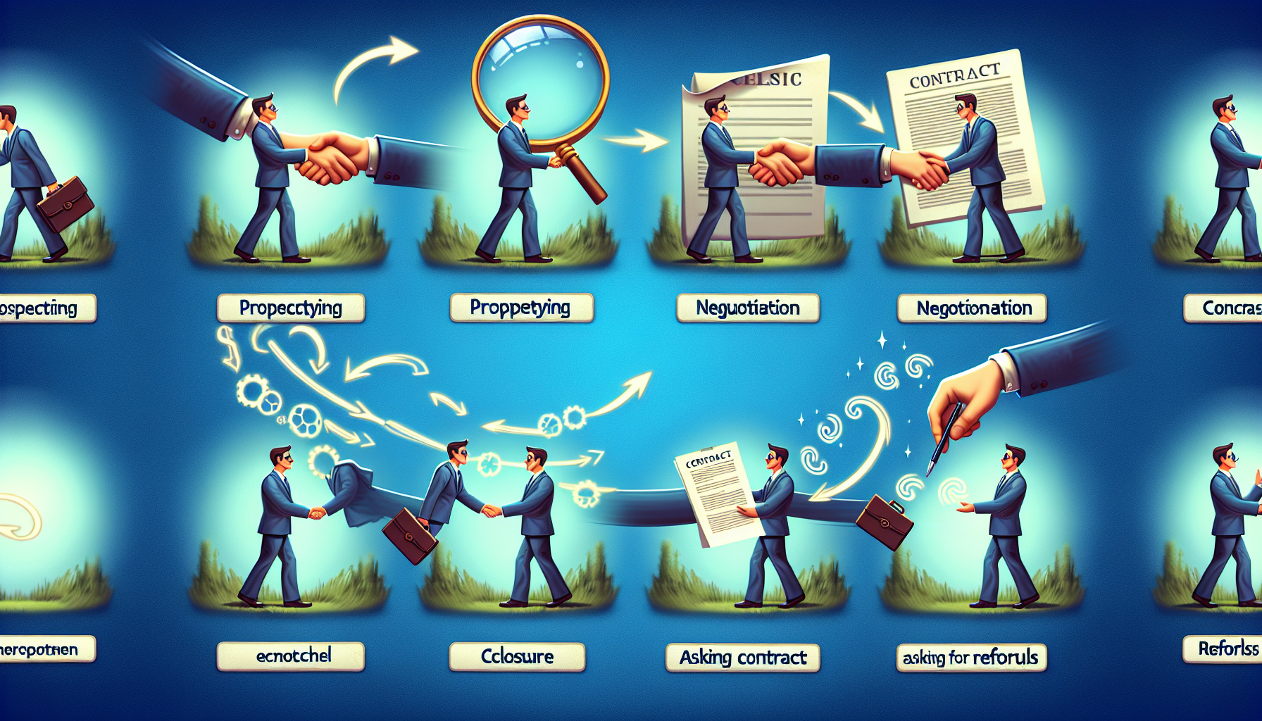 Illustration of the key stages of a sales cycle