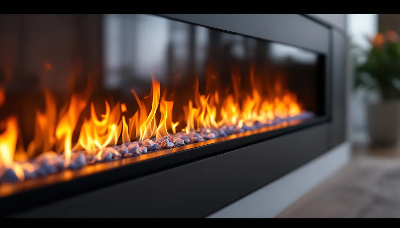 Close-up of a modern electric fire showcasing its flame effects.