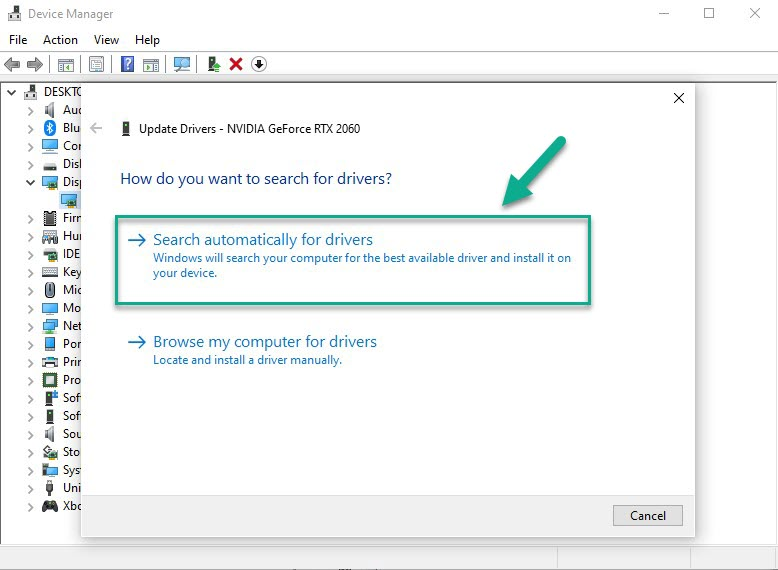 Step 4: Choose Search automatically for drivers. This will search online for any new drivers and install it on your computer
