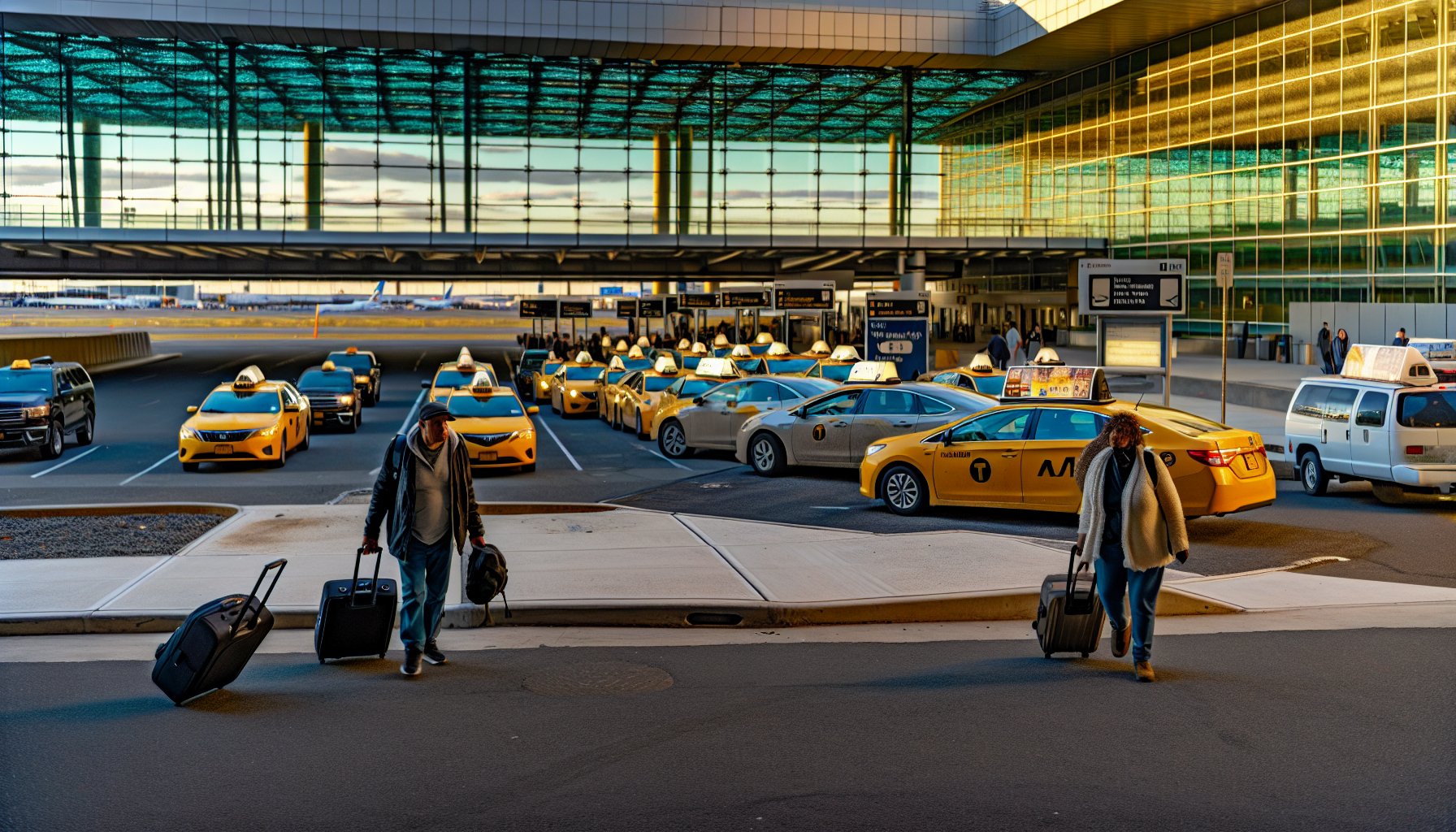 Taxi and rideshare pick-up area at Newark Airport