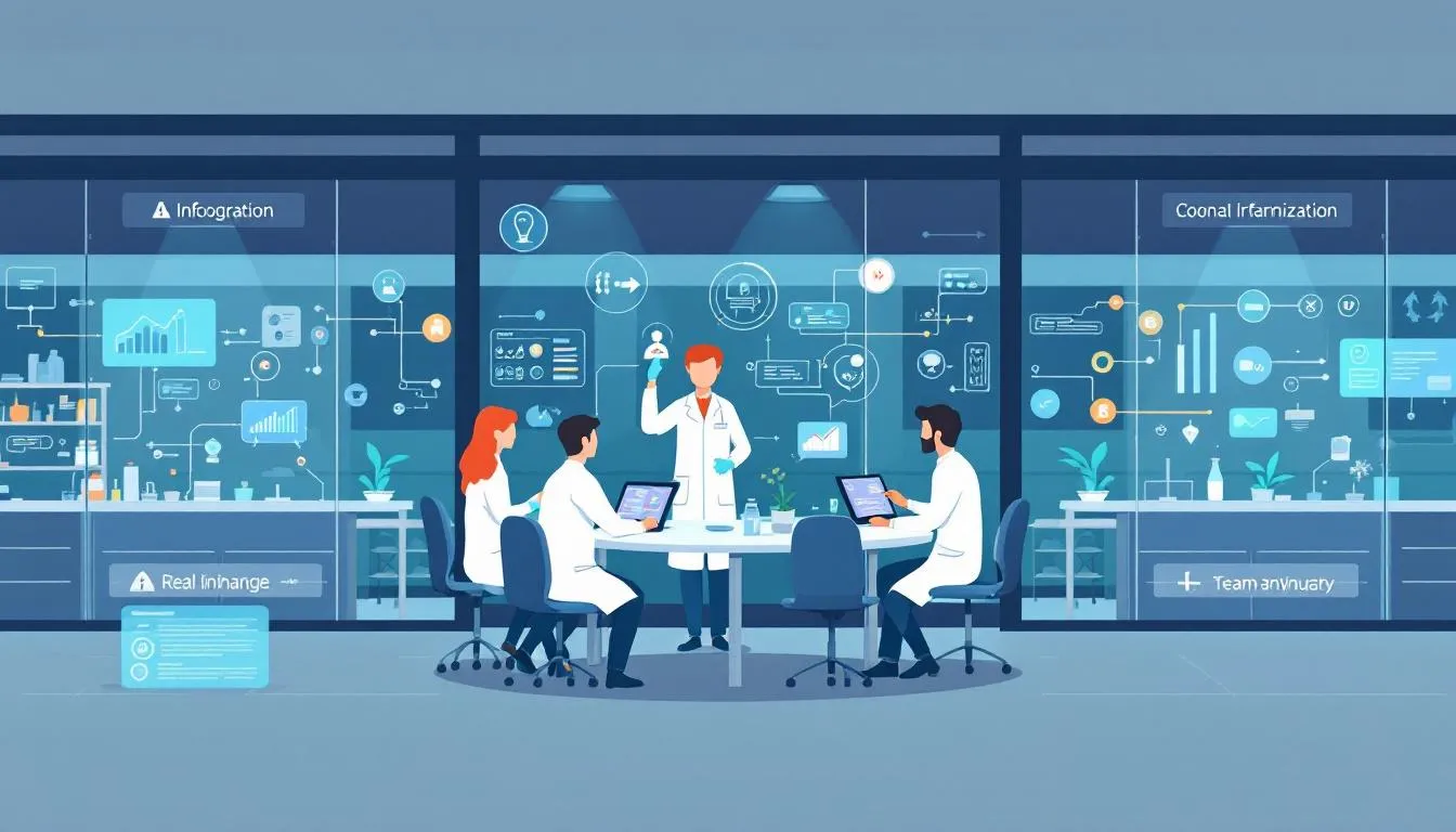 An illustration of enhanced collaboration and communication in laboratory settings.