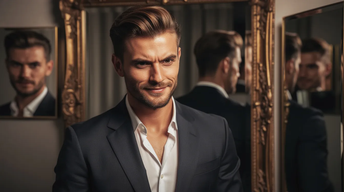 The image depicts a man exhibiting narcissistic traits, characterized by an inflated sense of self-importance and a lack of empathy. This representation highlights the emotional manipulation often seen in toxic relationships with narcissistic partners, emphasizing the warning signs of narcissistic behavior that can lead to emotional abuse.