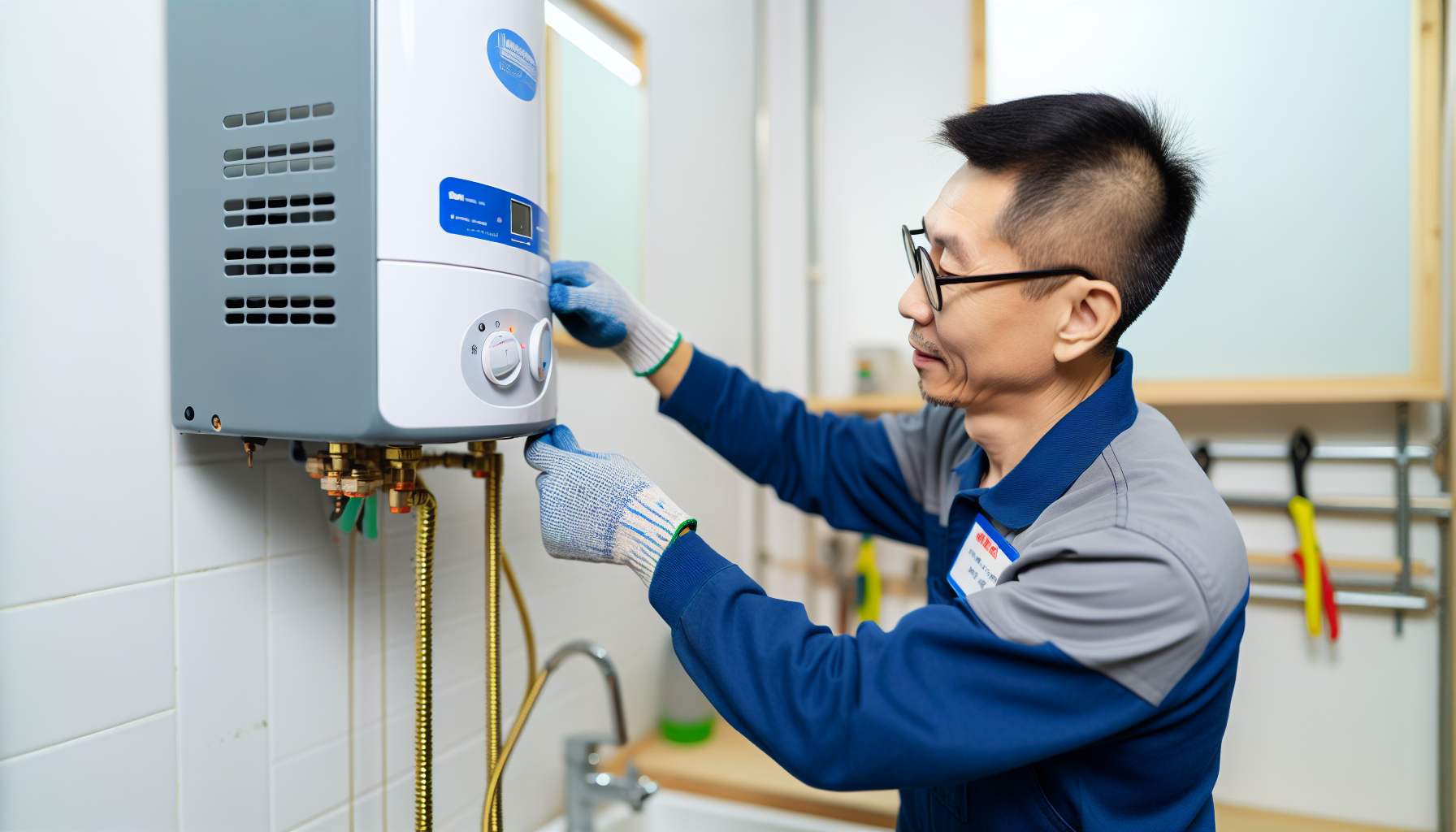 Professional installing an electric water heater