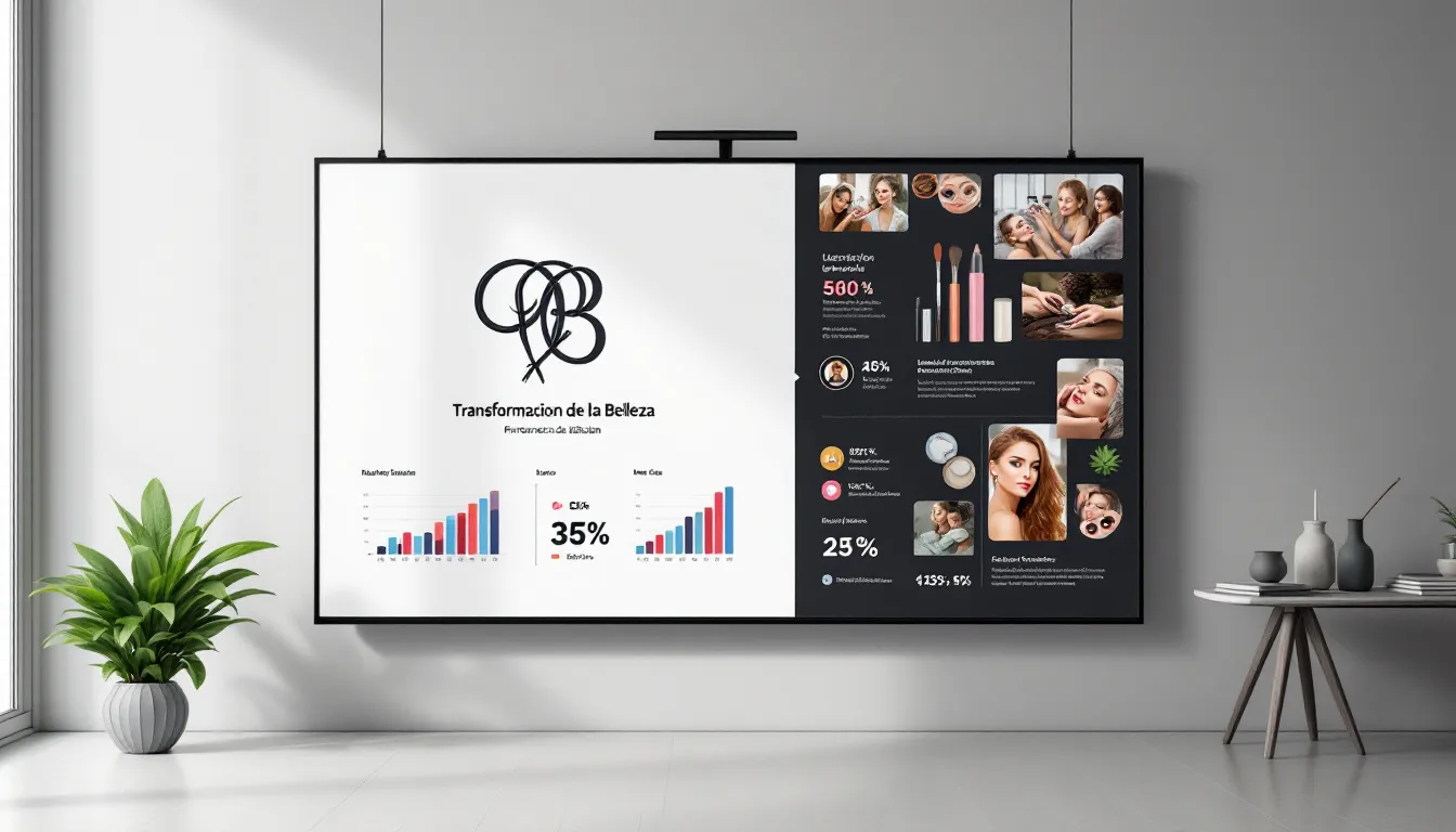 Plan financiero de un salón de belleza con gráficos y proyecciones.