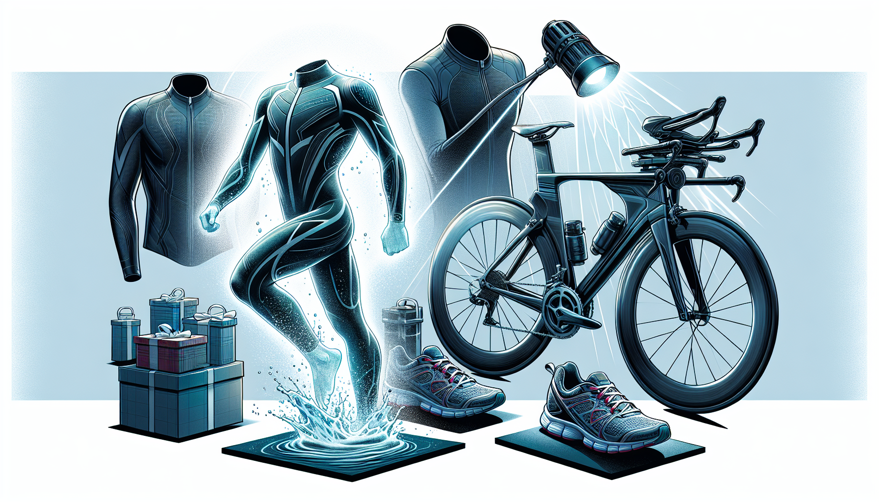 Illustration of essential triathlon gear gifts