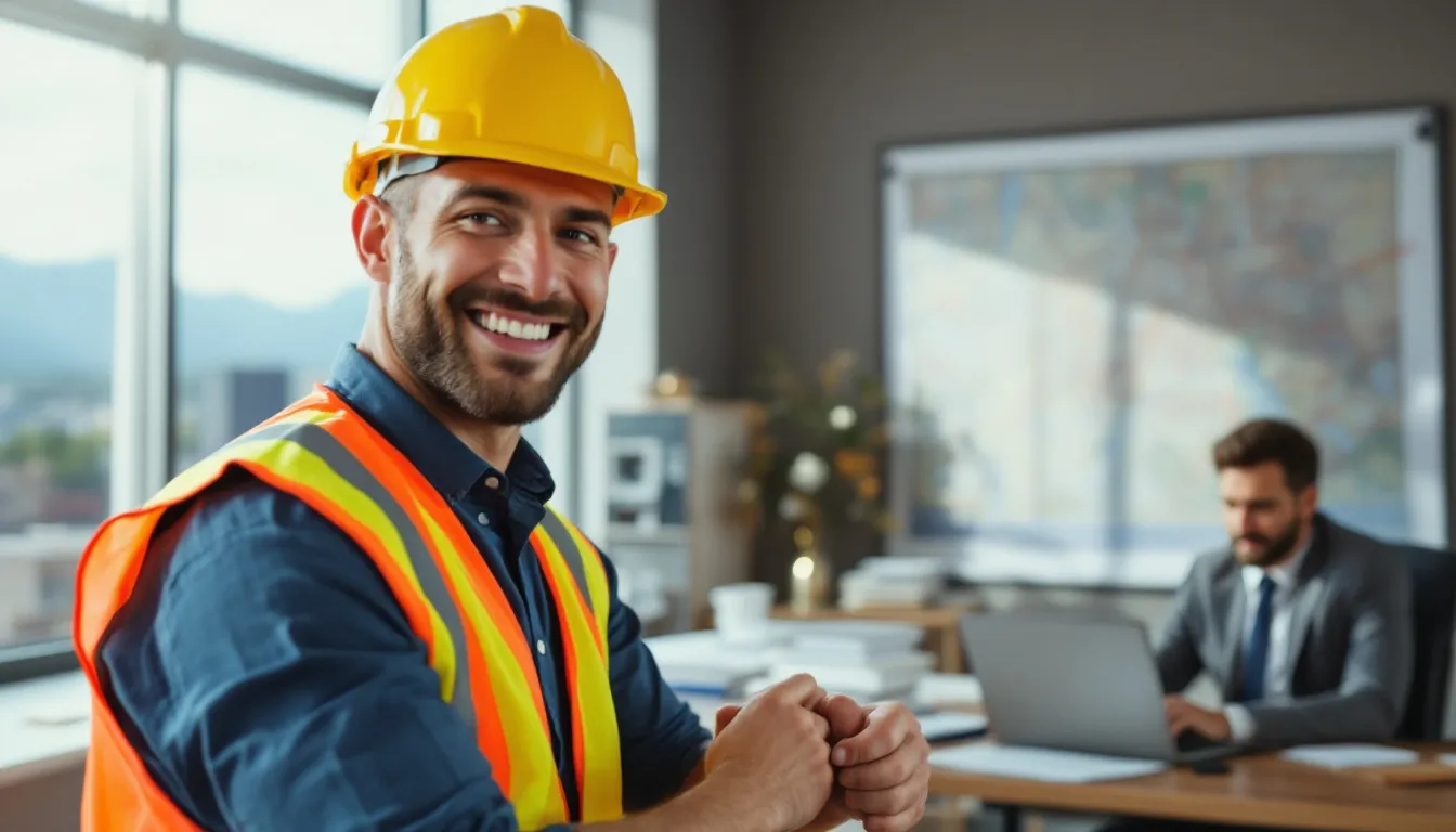 In the image, a happy worker in Denver, Colorado, is engaged in physical therapy, focusing on his recovery from a workplace injury, while an attorney in the background is diligently working to secure maximum compensation for his workers compensation claim. This scene highlights the importance of workers compensation benefits and the support injured workers receive in navigating the workers compensation system.