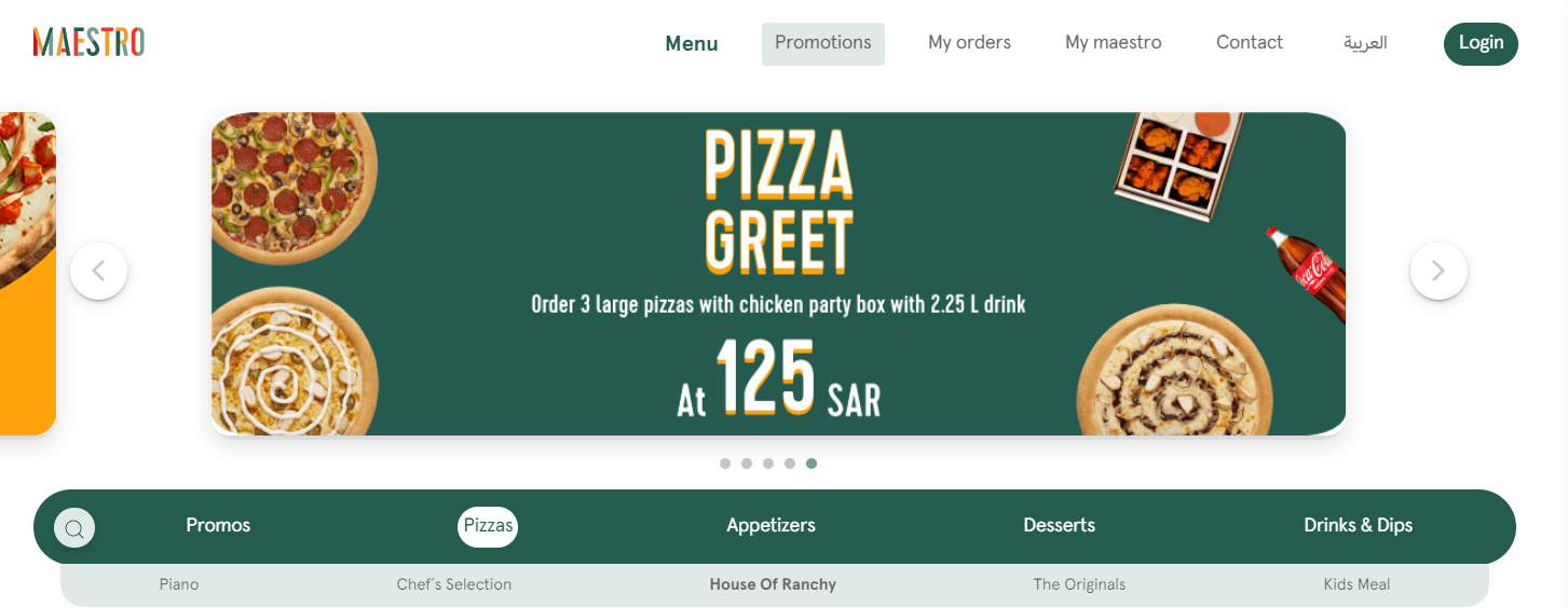 Maestro pizza website