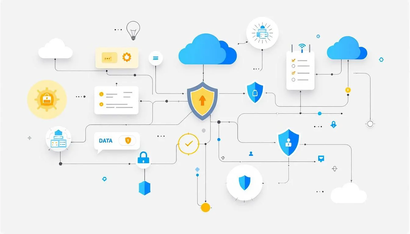 A diagram illustrating key IT support services for businesses, including cloud solutions and cybersecurity.