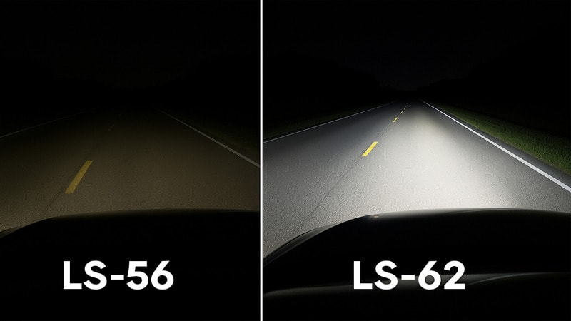The difference in brightness and throw of LS 56 vs. LS 62