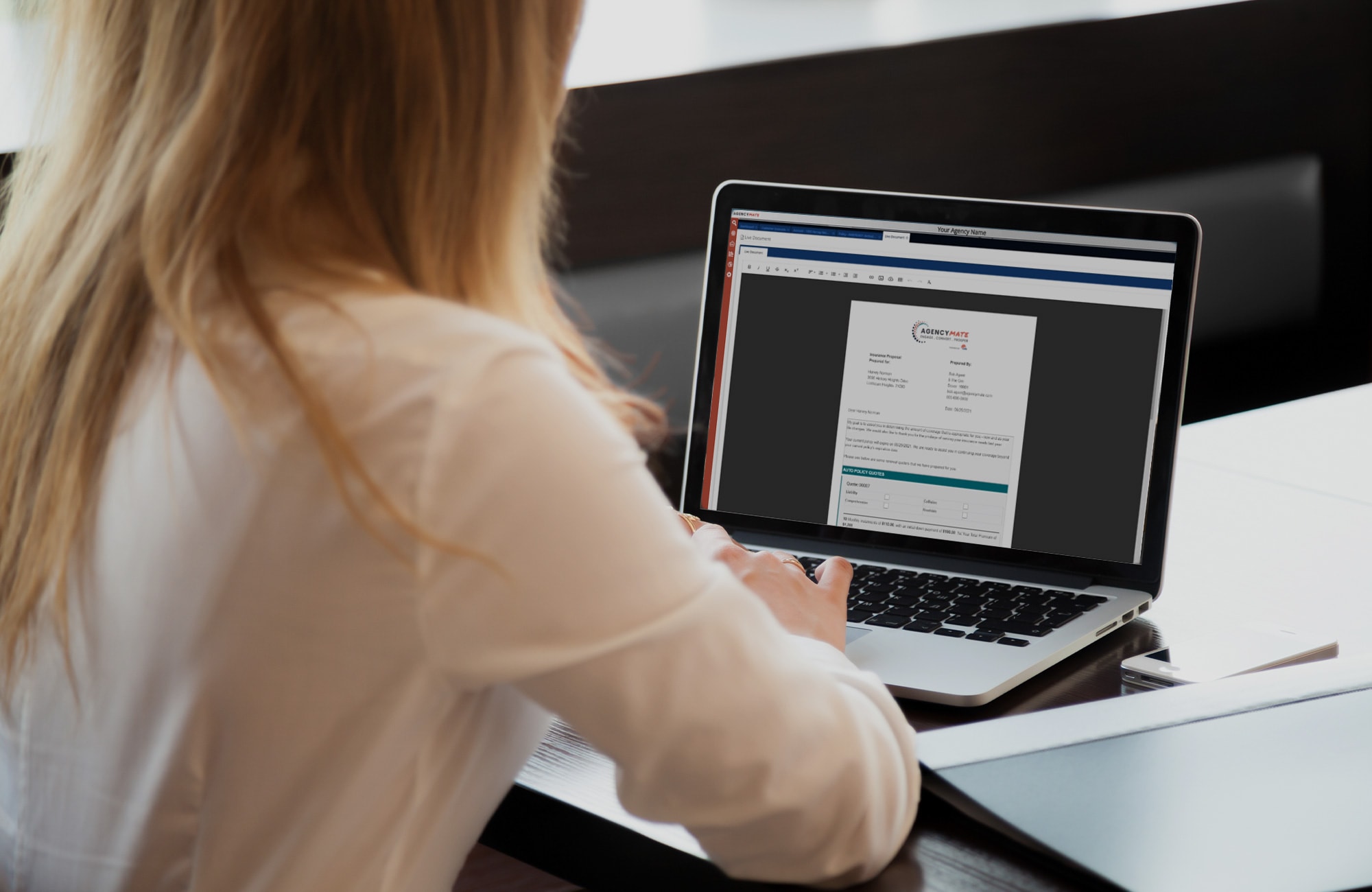 Insurance Policy template show on laptop screen